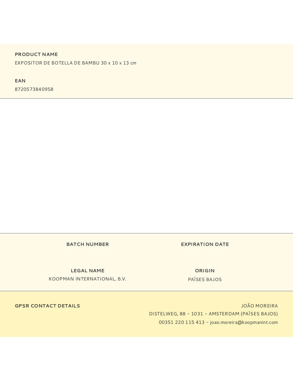 Expositor de botella de bambu 30 x 10 x 13 cm