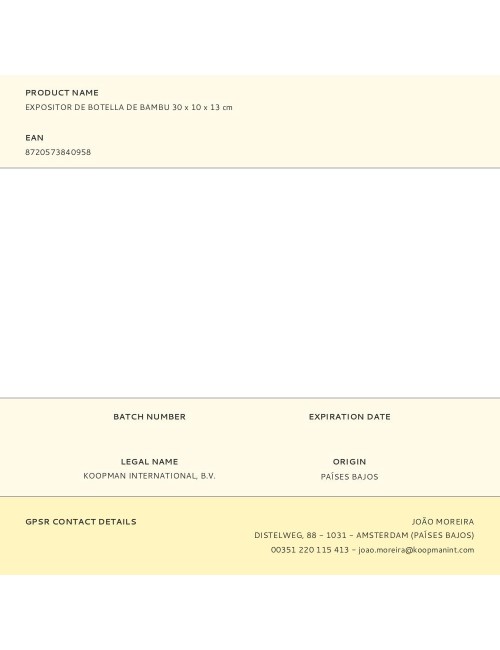 Expositor de botella de bambu 30 x 10 x 13 cm