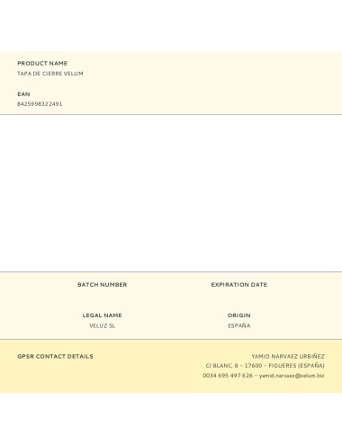 Tapa de cierre velum