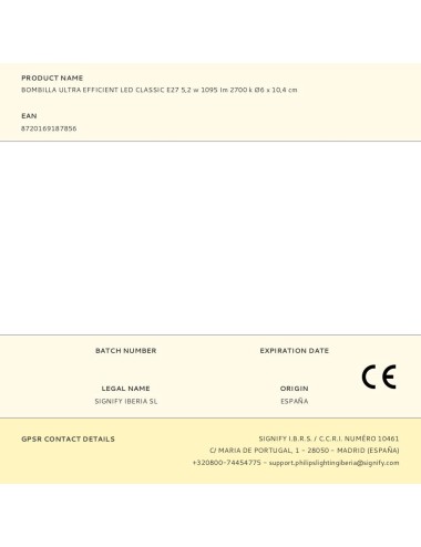 Bombilla ultra efficient led classic e27 5,2 w 1095 im 2700 k ø6 x 10,4 cm