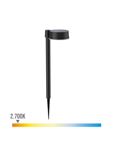 Estaca solar redondo, ip 44 1,5w, 200im 2700k, luz cálida, medidas: 11,2 x 14,2 x 54 cm
