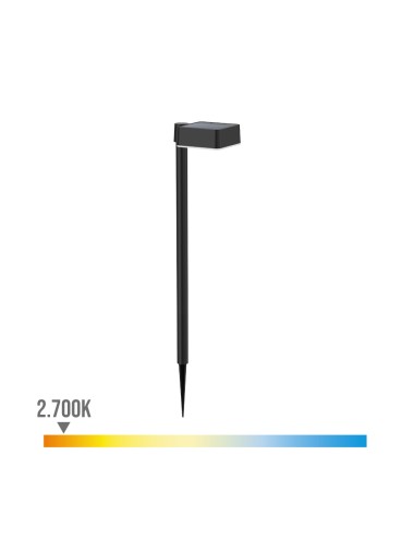 Estaca solar cuadrado, ip 44 1,5w, 200im 2700k, luz cálida, medidas: 10,5 x 13,5 x 54cm