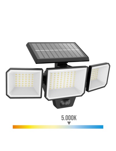 Aplique solar nysil con sensor, negro, 8,7 w, 5000 k, 1000 lm