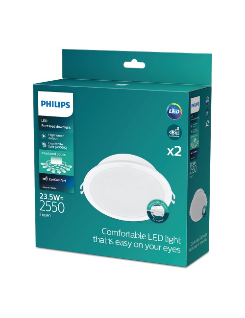 Downlight led empotrable modelo meson color blanco 23,5 w 4000 k 2550 im ø21,5 cm, pack 2 unidades