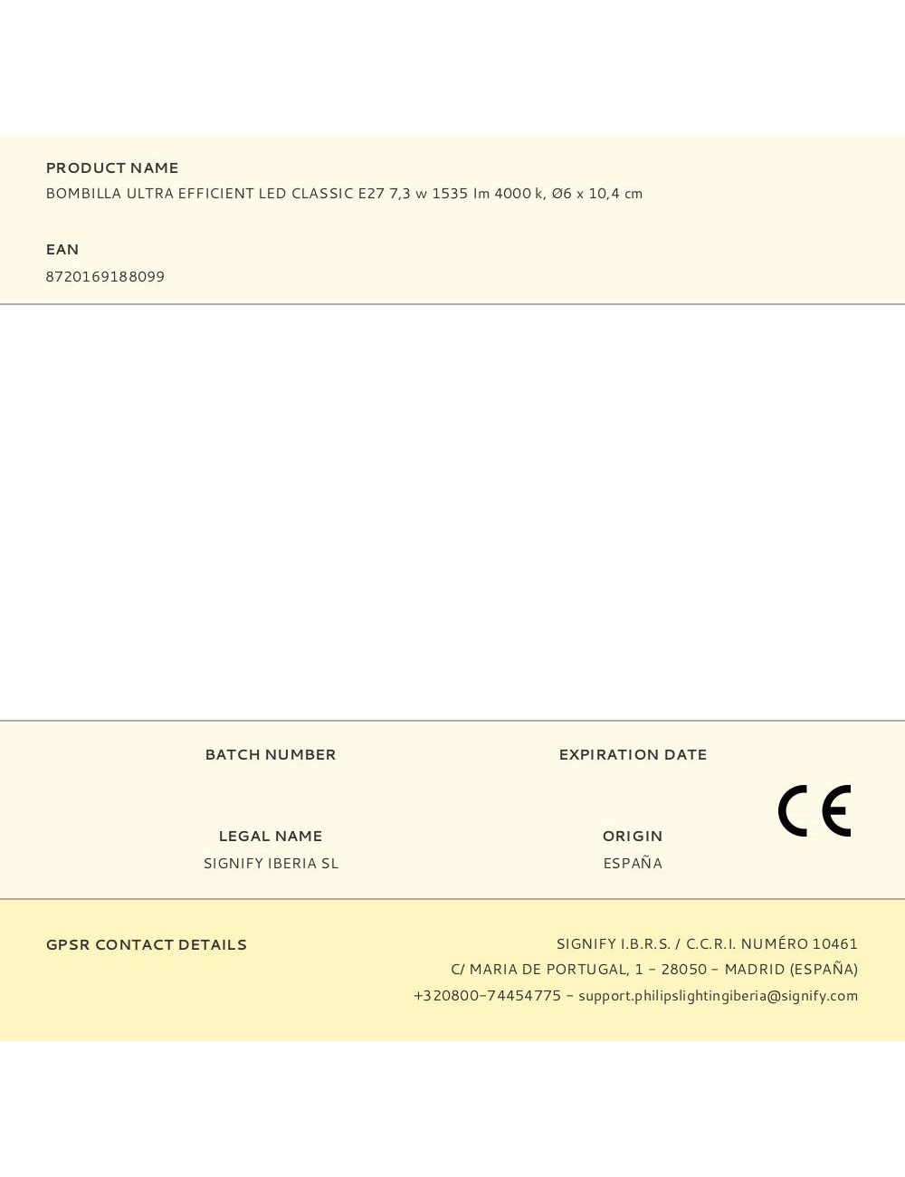 Bombilla ultra efficient led classic e27 7,3 w 1535 im 4000 k, ø6 x 10,4 cm