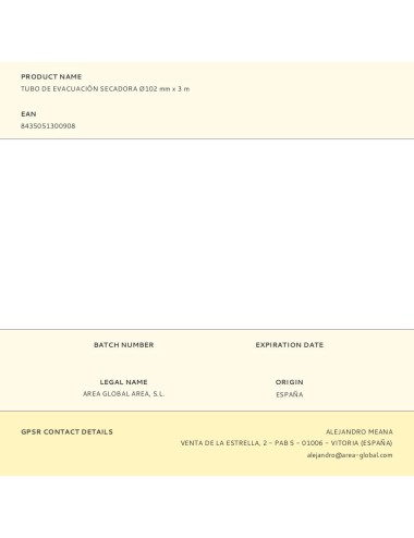 Tubo de evacuación secadora ø102 mm x 3 m