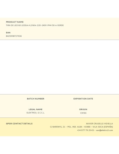 Tira de led 60 leds/m 4,2w/m 220-240v ip44 50 m verde