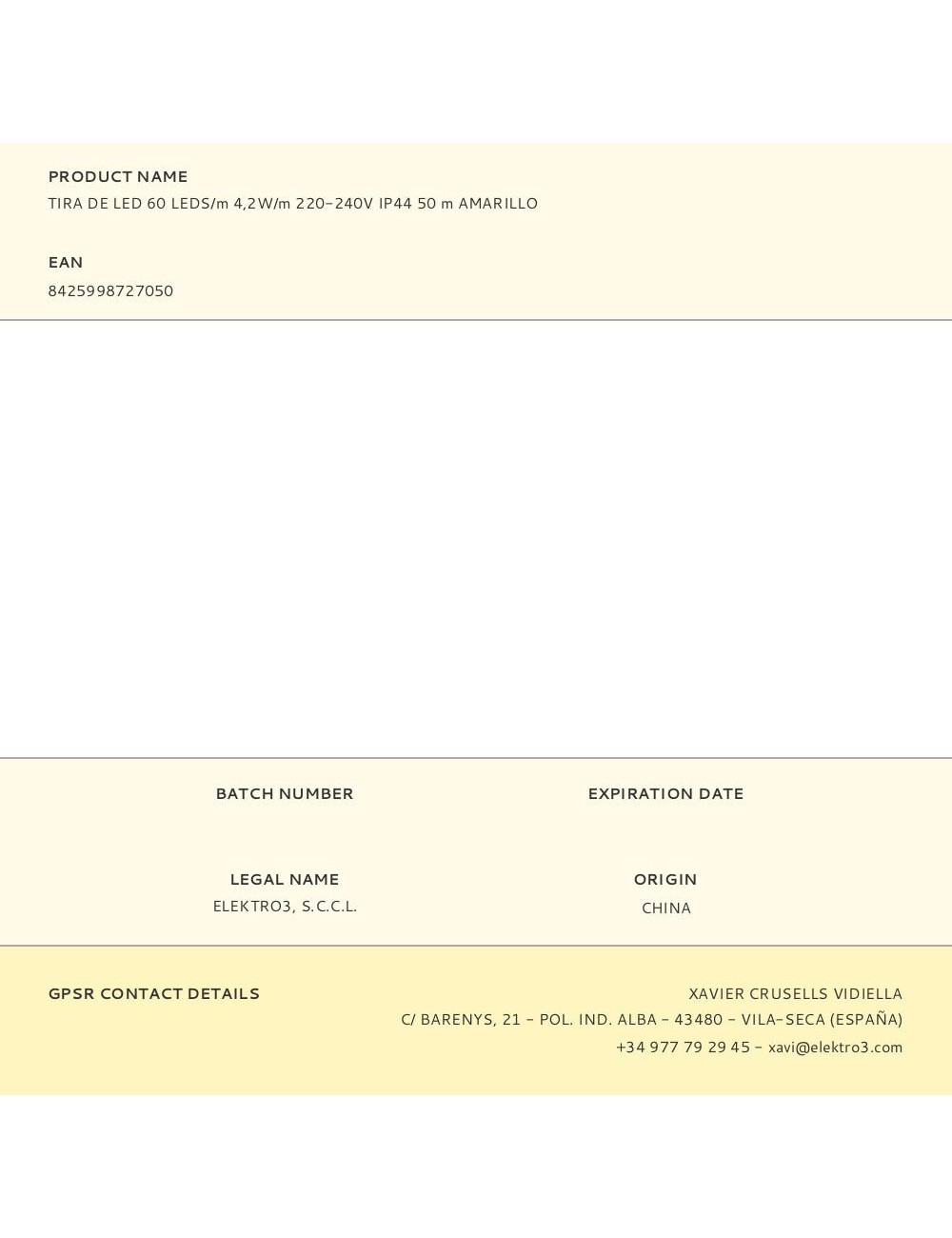 Tira de led 60 leds/m 4,2w/m 220-240v ip44 50 m amarillo