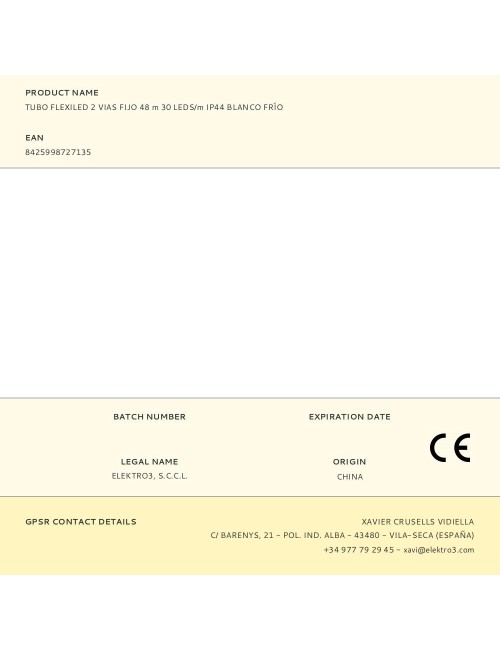 Tubo flexiled 2 vias fijo 48 m 30 leds/m ip44 blanco frío