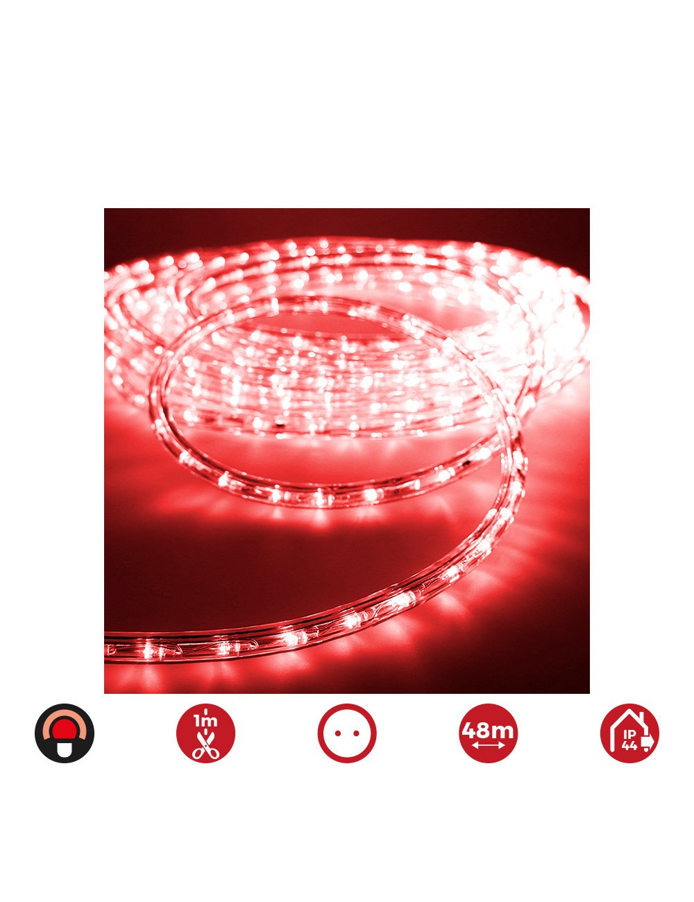 Tubo flexiled 2 vias fijo 48 m 30 leds/m ip44 rojo