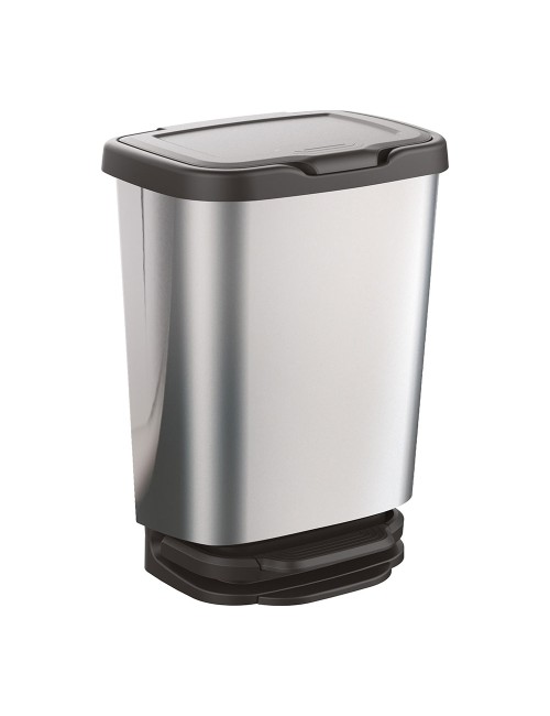 Cubo con pedal jive con cierre amortiguado plata/negro 33,2 x 25,2 x 45,8 cm 20 l