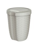 Cesto con tapa color crema imitación mimbre / rattan 8 l, ø23 x 29 cm
