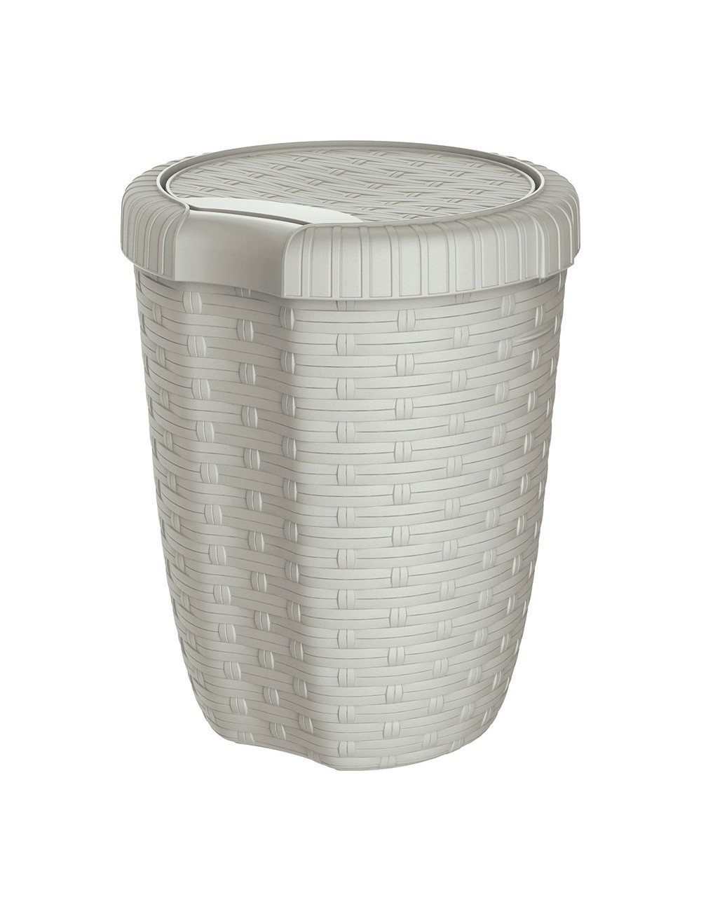 Cesto con tapa color crema imitación mimbre / rattan 8 l, ø23 x 29 cm