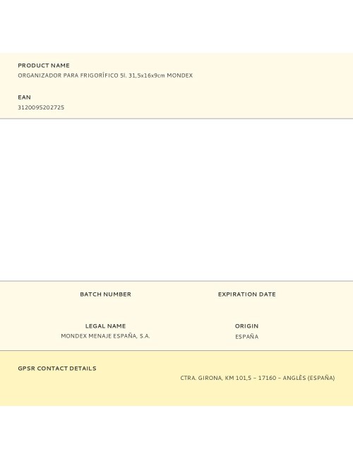 Organizador para frigorífico 5 l 31,5 x 16,0 x 09 cm