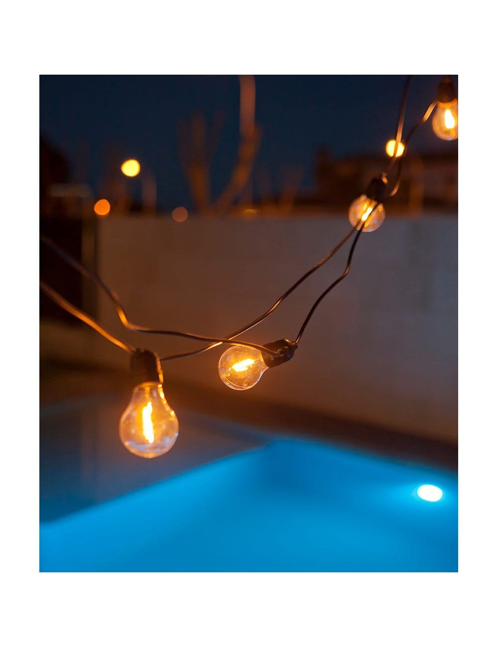 Guirnalda allegra cable negra 10 bombillas 8 m