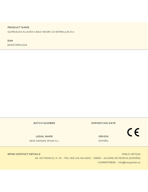 Guirnalda allegra cable negra 10 bombillas 8 m