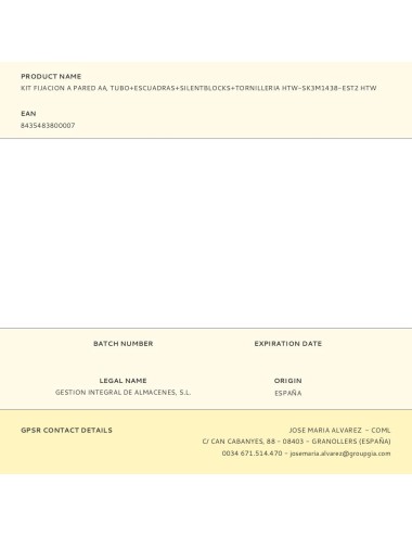 Kit fijacion a pared aa, tubo+escuadras+silentblocks+tornilleria htw-sk3m1438-est2 htw