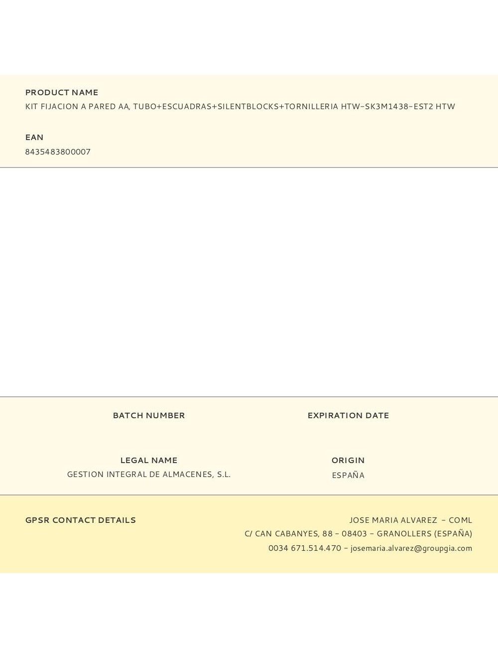 Kit fijacion a pared aa, tubo+escuadras+silentblocks+tornilleria htw-sk3m1438-est2 htw