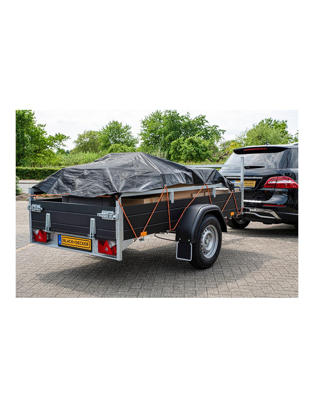 Lona negra para remolque, medidas: 1,6x2,5m. black+decker