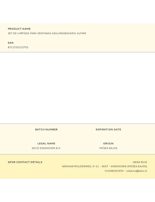 Set de limpieza para ventanas azul/negro/gris. alpine