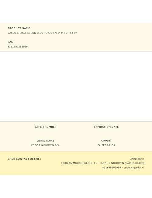 Casco bicicleta con leds rojos talla m 55 - 58 cm