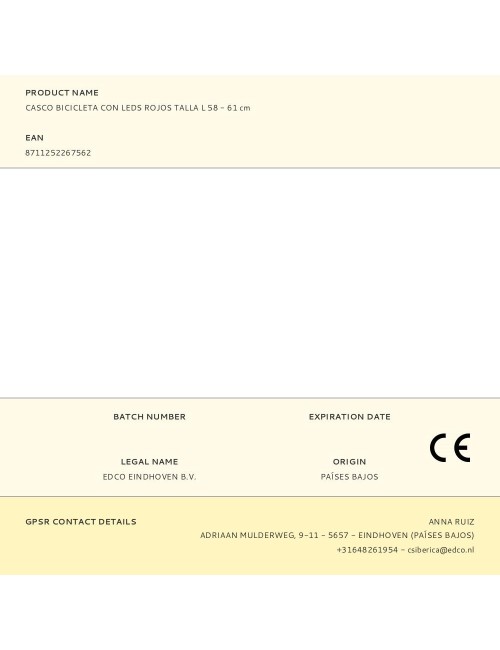 Casco bicicleta con leds rojos talla l 58 - 61 cm