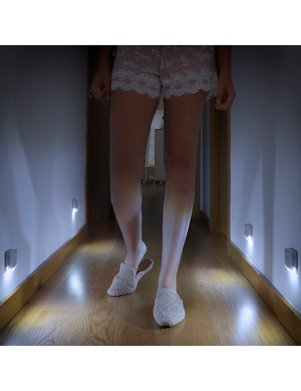 Piloto noche led con sensor movimiento, 2 unidades