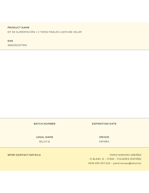 Kit de alimentación + 2 tapas finales lightline velum