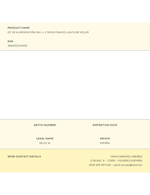 Kit de alimentación dali + 2 tapas finales lightline velum