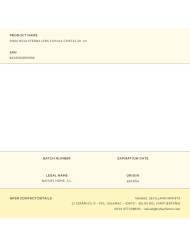 Rosa roja eterna leds cupula cristal 20 cm