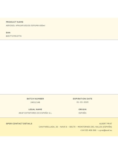 Aerosol apagafuegos espuma 600ml