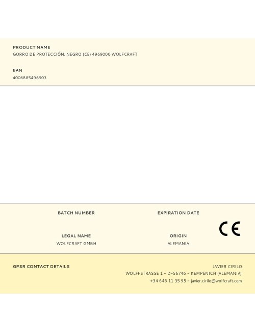 Gorro de protección, negro (ce) 4969000 wolfcraft