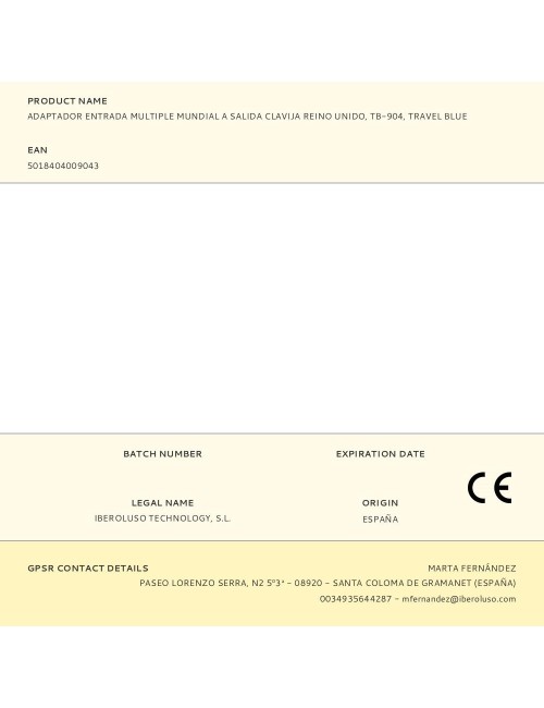 Adaptador entrada multiple mundial a salida clavija reino unido, tb-904, travel blue