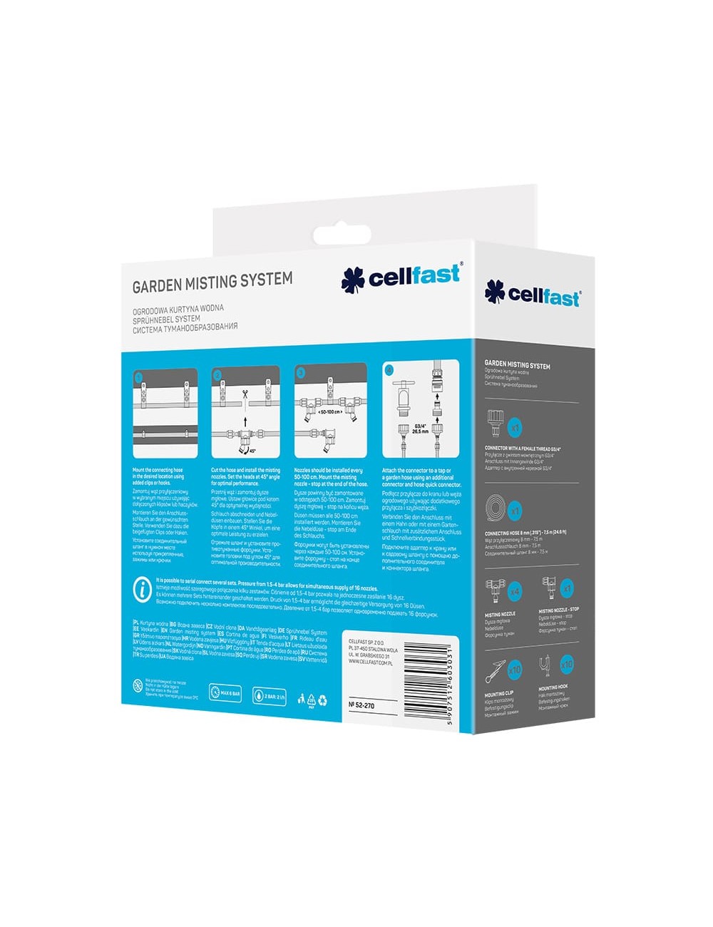 Set de nebulización/climatización para exterior de 7,5 m