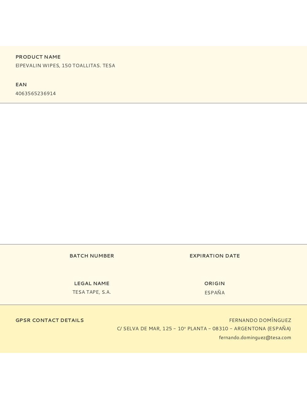 Elpevalin wipes, 150 toallitas. tesa