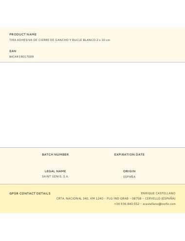 Tira adhesiva de cierre de gancho y bucle blanco 2 x 10 cm