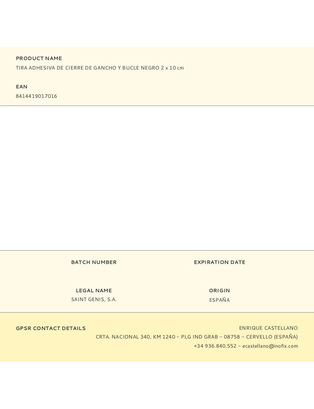 Tira adhesiva de cierre de gancho y bucle negro 2 x 10 cm