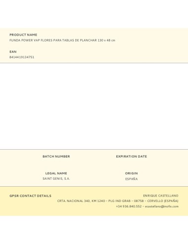 Funda power vap flores para tablas de planchar 130 x 48 cm