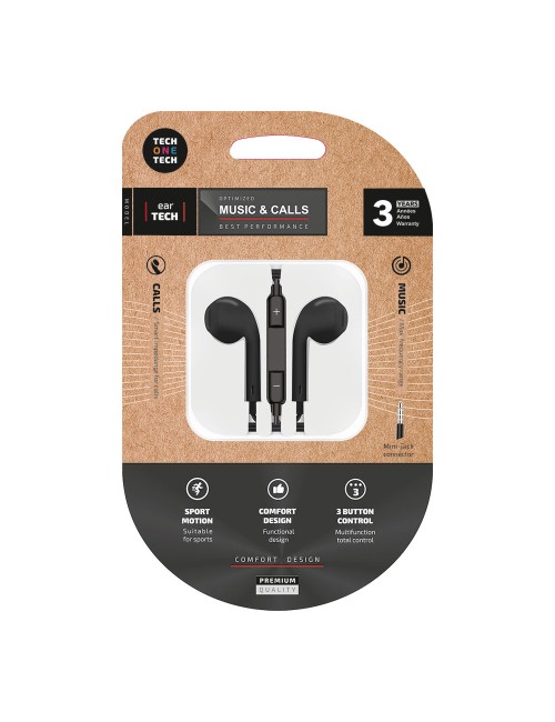 Auriculares eartech negros, conector mini-jack