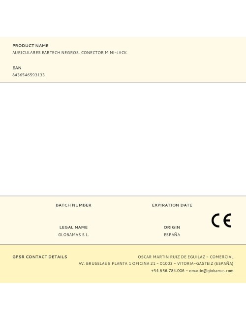 Auriculares eartech negros, conector mini-jack