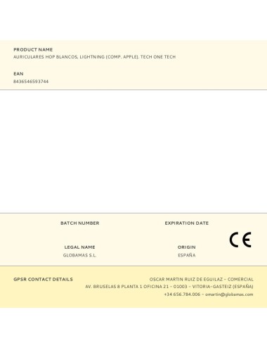 Auriculares hop blancos, lightning (comp. apple). tech one tech