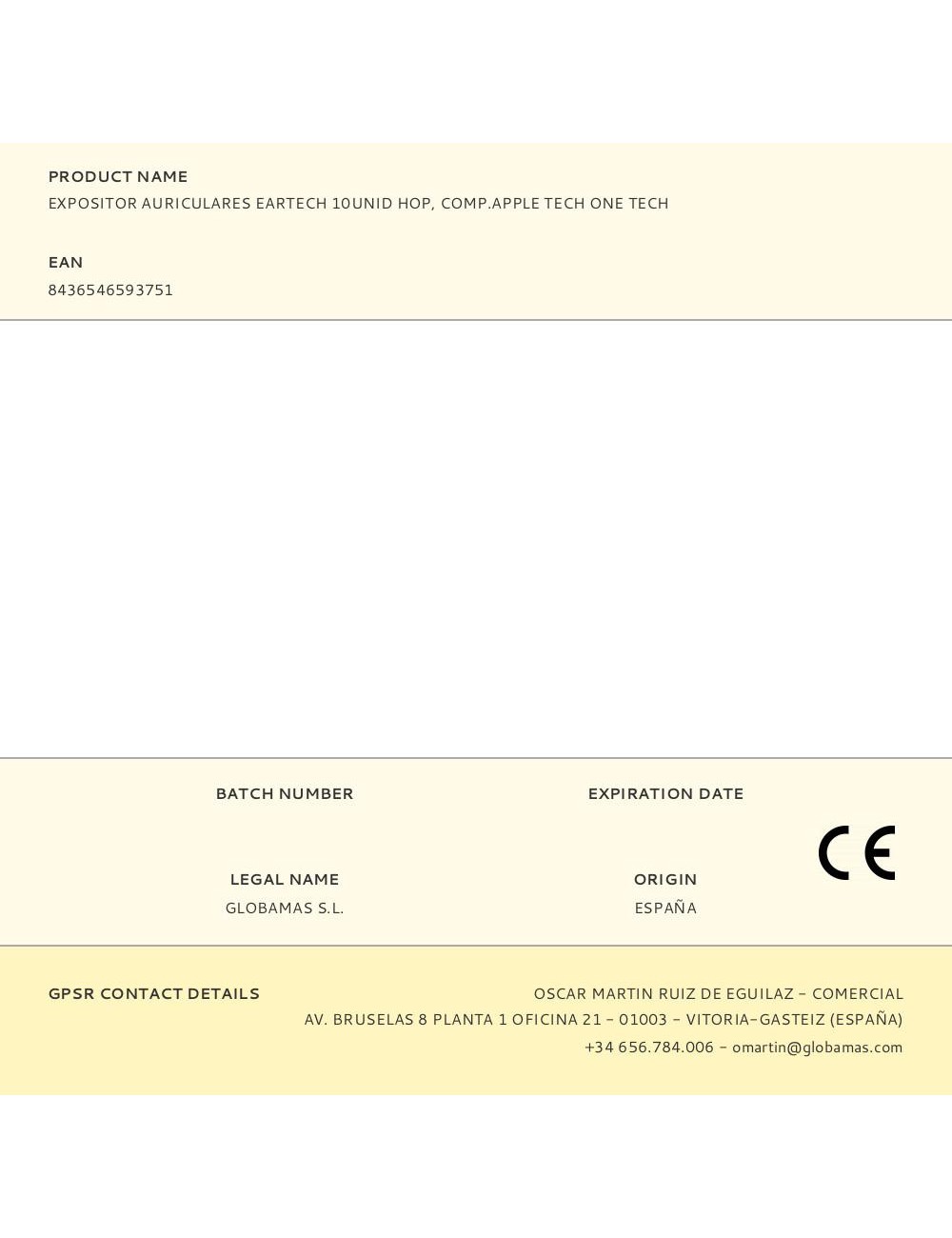 Expositor auriculares eartech 10unid hop, comp.apple tech one tech