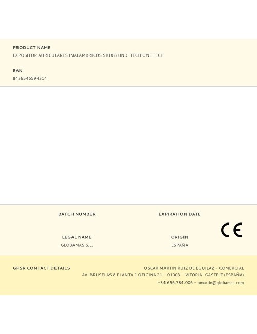 Expositor auriculares inalambricos siux 8 und. tech one tech