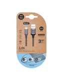 Cable nylon usb-a a lightning 2 m gris