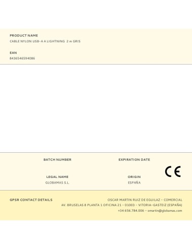 Cable nylon usb-a a lightning 2 m gris