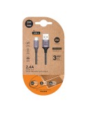 Cable nylon usb-a a usb-c 2 m gris