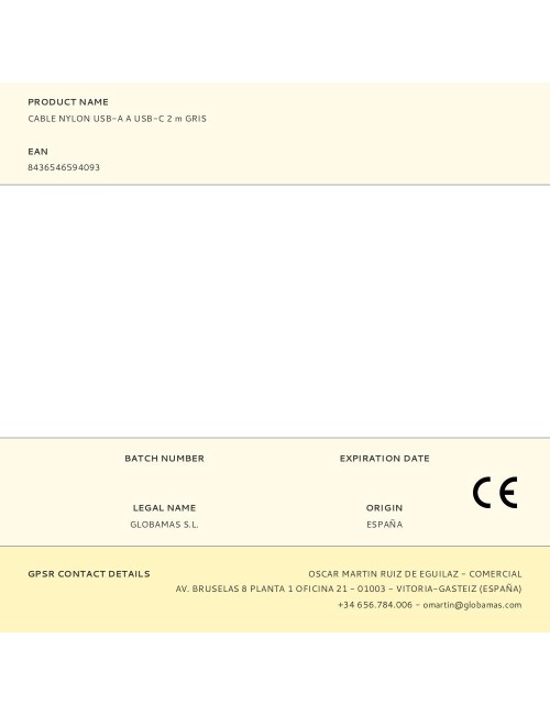 Cable nylon usb-a a usb-c 2 m gris