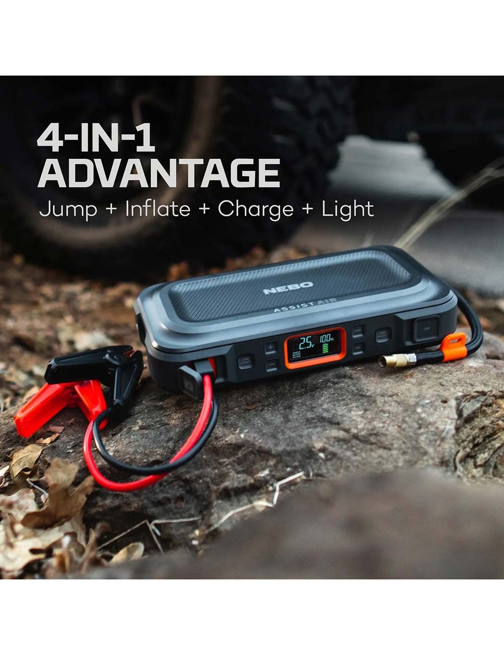 Arrancador + compresor de aire assist air jump starter. nebo