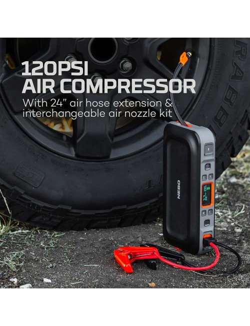 Arrancador + compresor de aire assist air jump starter. nebo