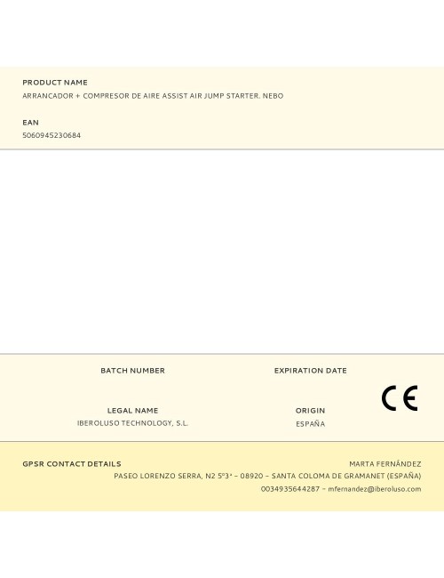 Arrancador + compresor de aire assist air jump starter. nebo